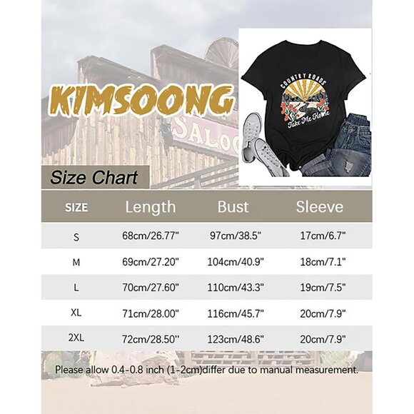 🆕 Women Pink Country Roads Take Me Home Top Short Sleeve Graphic Tees T Shirts - Picture 5 of 5